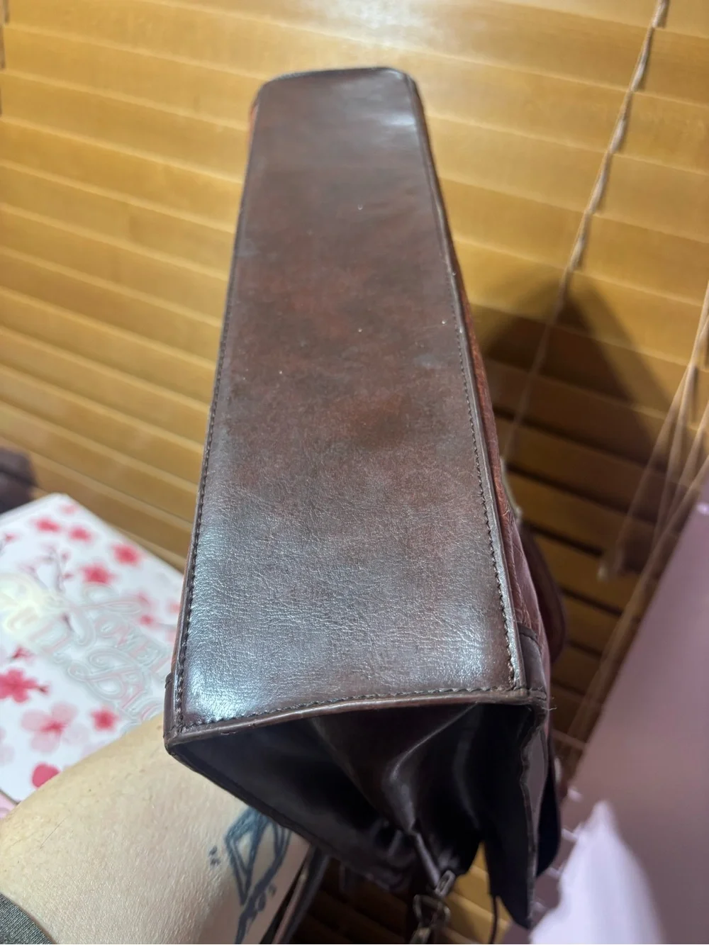 vintage Brighton brown crocodile-embossed leather attaché briefcase
